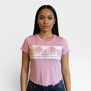 Women Pink Palm Tree Top